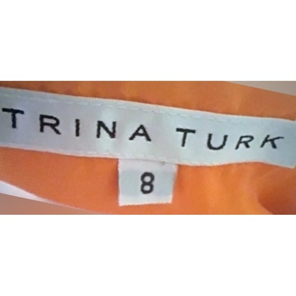 Trina Turk Size 8 Orange Pink Geometric Button Front Shift Dress Short Sleeve - Picture 3 of 4